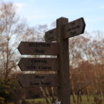 sign post offering directions to activities at activity centre surrey